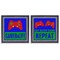 Stupell Industries Gamer Quotes with Stripes 2pc Floating Frame Set, design by Marcus Prime